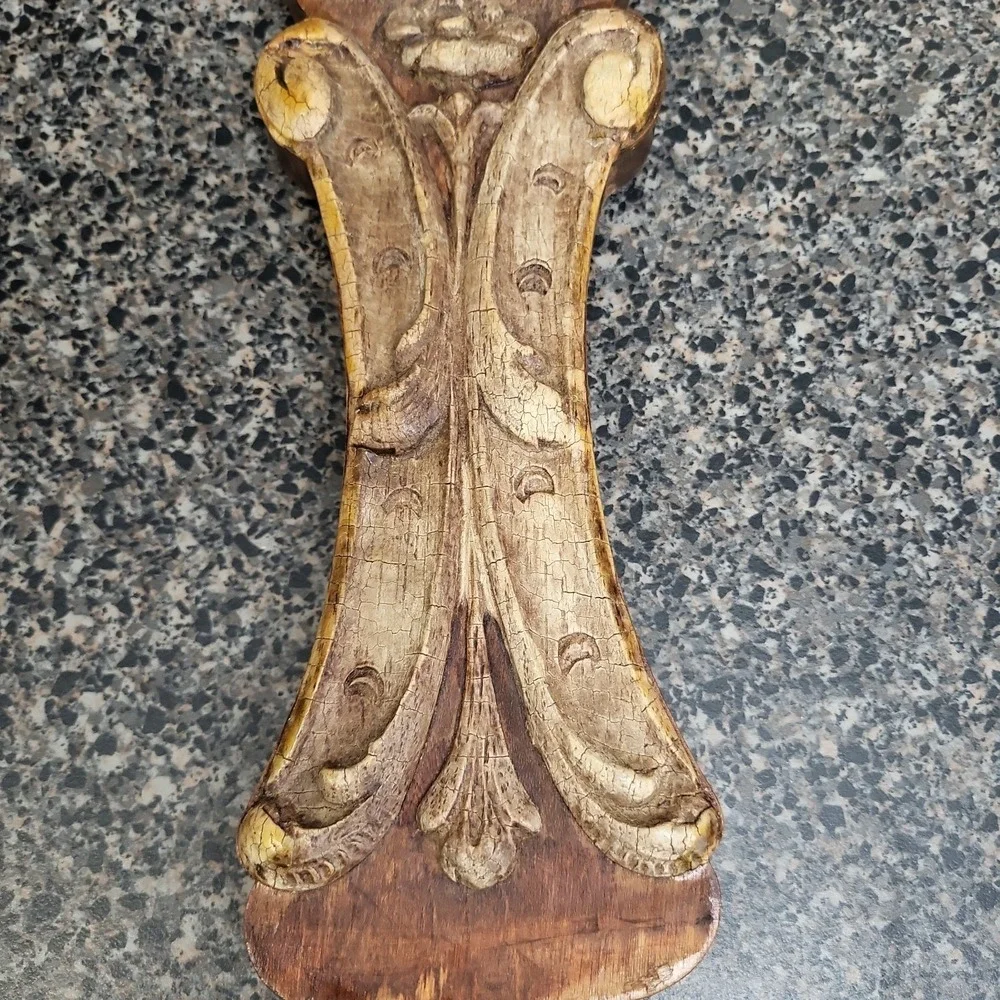 VINTAGE Hand-Carved 2-Sided Wooden Decorative Wall Paddle Spoon Country‎ Rustic